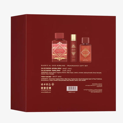 Lattafa Bade'e Al Oud Sublime Gift Set EDP 100ML + EDP 12ML + Hair Mist 50ML