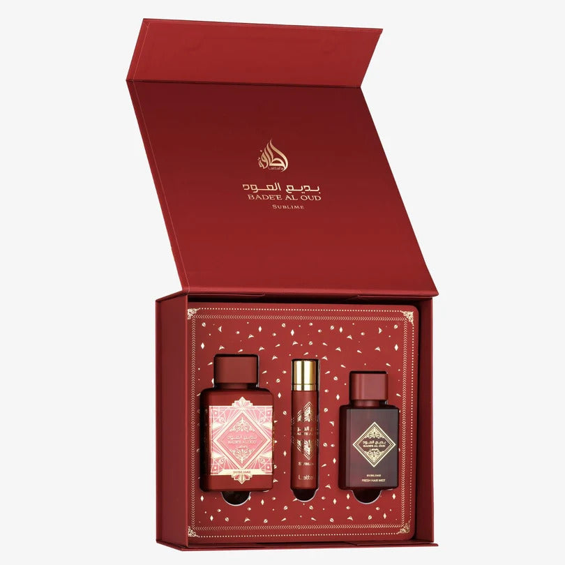 Lattafa Bade'e Al Oud Sublime Gift Set EDP 100ML + EDP 12ML + Hair Mist 50ML
